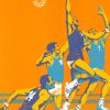 Originalplakat von Otl Aicher für die Sportart Basketball während der olympischen Spiele in München