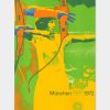 Echtes Poster von der Olympiade 1972 zur Sportart Bogenschiessen von Otl Aicher