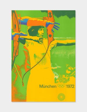 Echtes Poster von der Olympiade 1972 zur Sportart Bogenschiessen von Otl Aicher