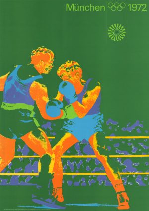 Olympiaplakat der Disziplin Boxen während der Olympiade 1972