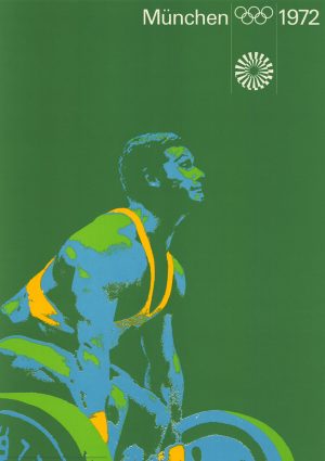 Original Gewichtheben Poster aus 1972 von Otl Aicher zu den olympischen Spielen in München