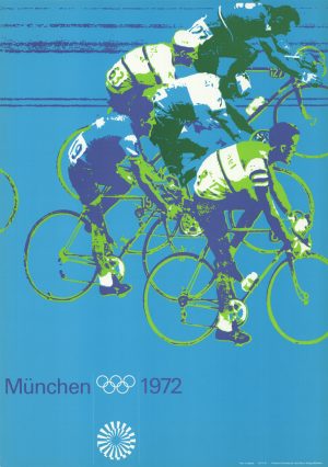 Olympisches offizielles Plakat Radfahren von Otl Aicher