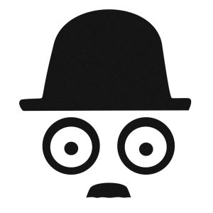 Charlie Chaplin als Strichmännchen minimal in schwarzweiss